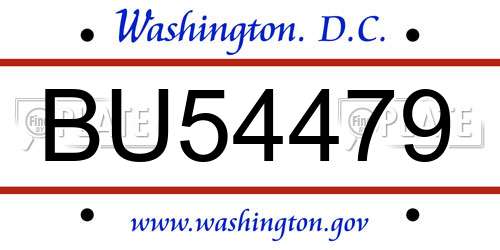 BU54479 District Of Columbia License Plate