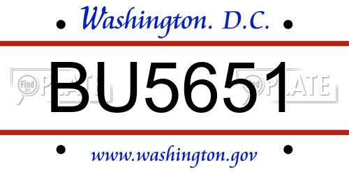 BU5651 District Of Columbia License Plate