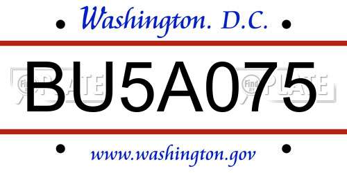 BU5A075 District Of Columbia License Plate