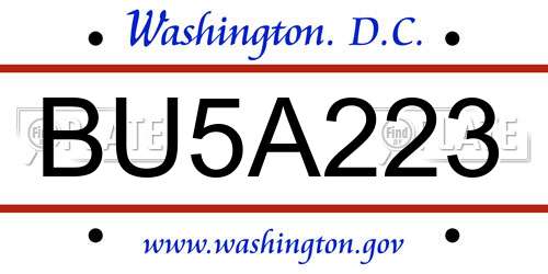 BU5A223 District Of Columbia License Plate