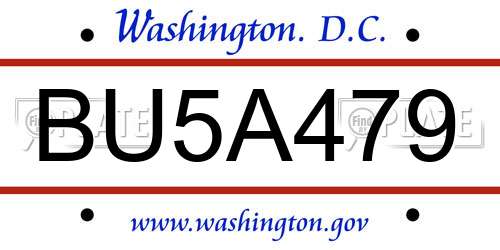 BU5A479 District Of Columbia License Plate