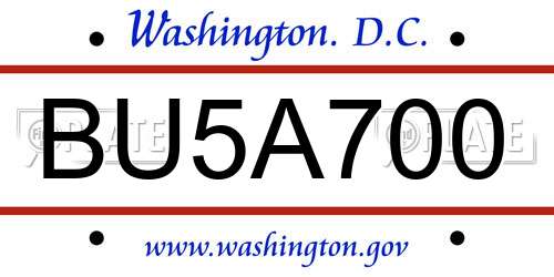 BU5A700 District Of Columbia License Plate