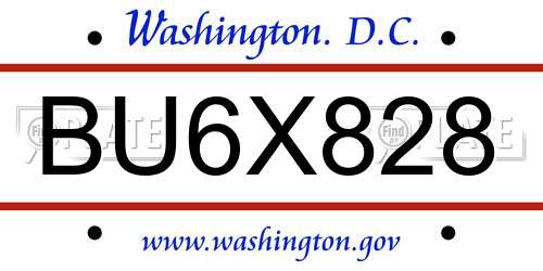 BU6X828 District Of Columbia License Plate