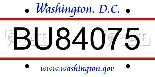 BU84075 District Of Columbia License Plate