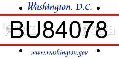 BU84078 District Of Columbia License Plate