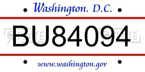 BU84094 District Of Columbia License Plate