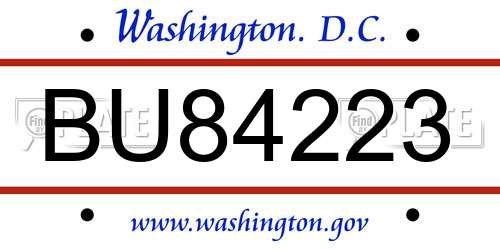 BU84223 District Of Columbia License Plate