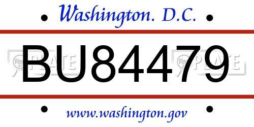 BU84479 District Of Columbia License Plate