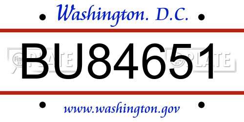 BU84651 District Of Columbia License Plate