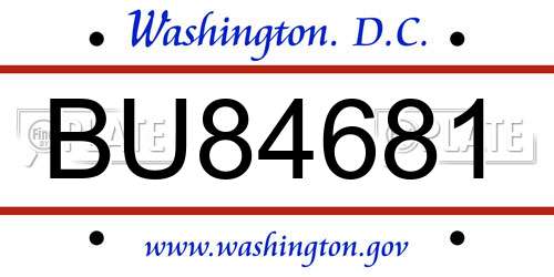 BU84681 District Of Columbia License Plate