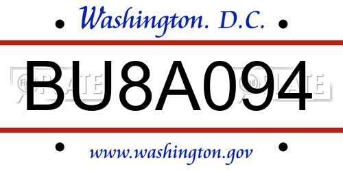 BU8A094 District Of Columbia License Plate