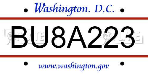 BU8A223 District Of Columbia License Plate