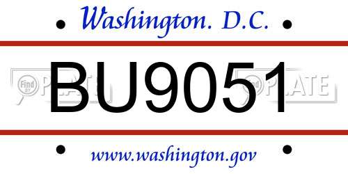 BU9051 District Of Columbia License Plate