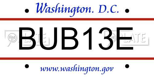 BUB13E District Of Columbia License Plate