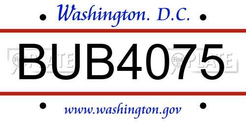 BUB4075 District Of Columbia License Plate