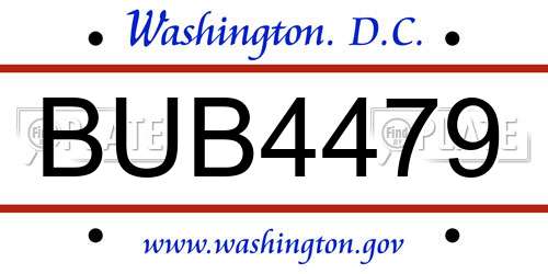 BUB4479 District Of Columbia License Plate