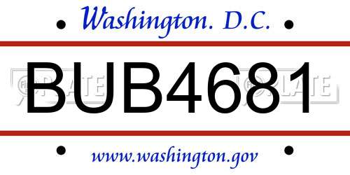 BUB4681 District Of Columbia License Plate