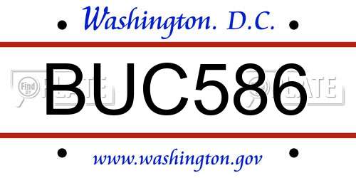 BUC586 District Of Columbia License Plate