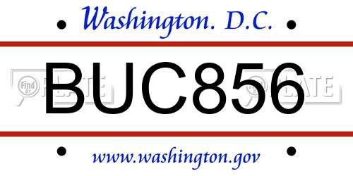 BUC856 District Of Columbia License Plate