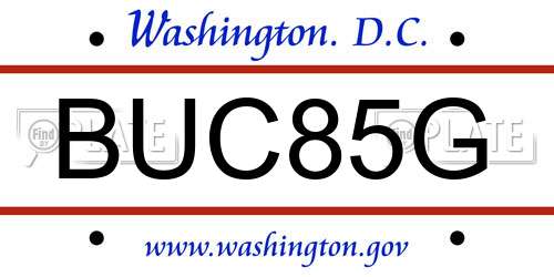 BUC85G District Of Columbia License Plate