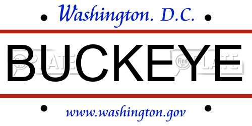 BUCKEYE District Of Columbia License Plate