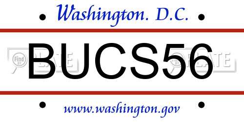 BUCS56 District Of Columbia License Plate