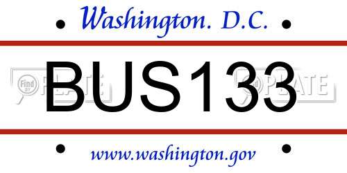 BUS133 District Of Columbia License Plate