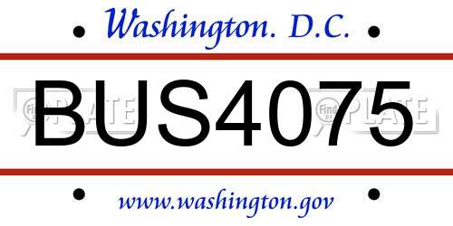 BUS4075 District Of Columbia License Plate