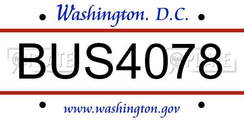BUS4078 District Of Columbia License Plate