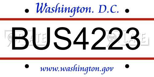 BUS4223 District Of Columbia License Plate