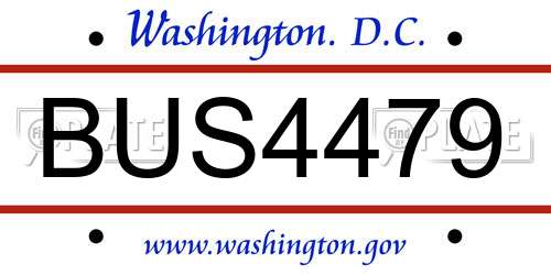 BUS4479 District Of Columbia License Plate