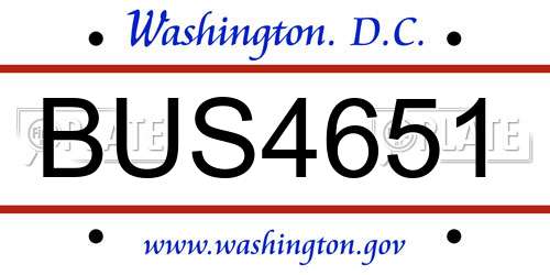 BUS4651 District Of Columbia License Plate