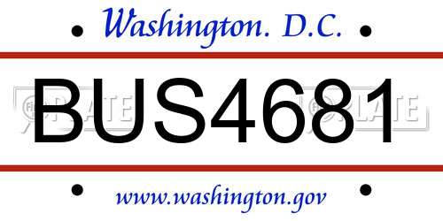 BUS4681 District Of Columbia License Plate