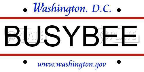 BUSYBEE District Of Columbia License Plate