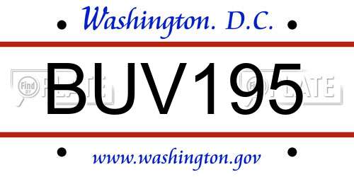 BUV195 District Of Columbia License Plate