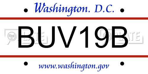 BUV19B District Of Columbia License Plate