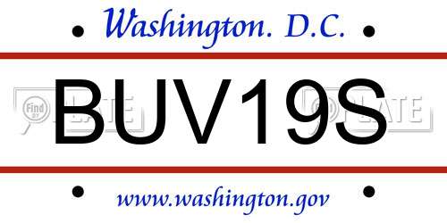 BUV19S District Of Columbia License Plate