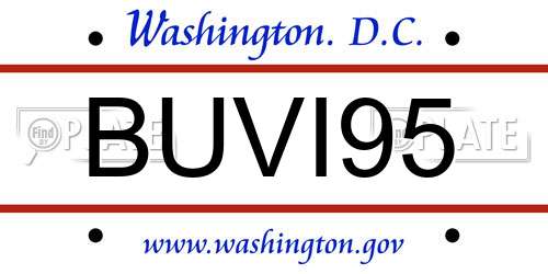 BUVI95 District Of Columbia License Plate
