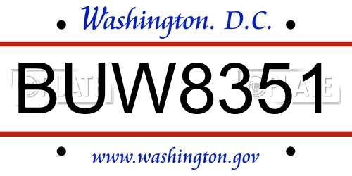 BUW8351 District Of Columbia License Plate