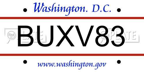 BUXV83 District Of Columbia License Plate