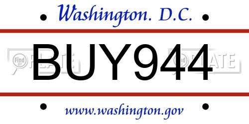 BUY944 District Of Columbia License Plate