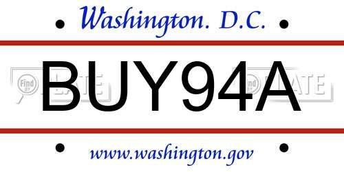 BUY94A District Of Columbia License Plate