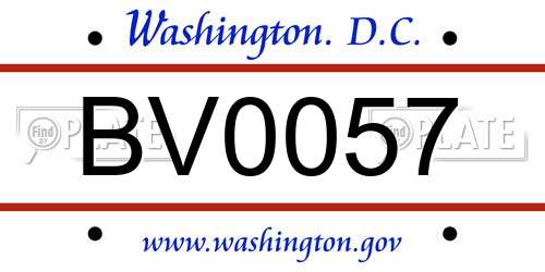 BV0057 District Of Columbia License Plate