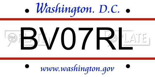 BV07RL District Of Columbia License Plate