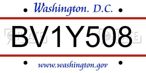 BV1Y508 District Of Columbia License Plate