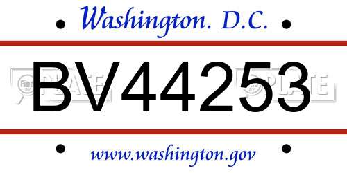 BV44253 District Of Columbia License Plate