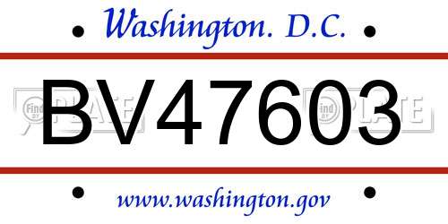 BV47603 District Of Columbia License Plate
