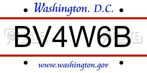 BV4W6B District Of Columbia License Plate
