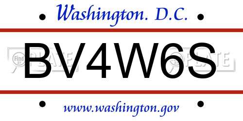 BV4W6S District Of Columbia License Plate