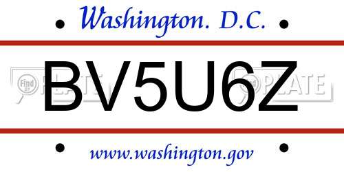 BV5U6Z District Of Columbia License Plate